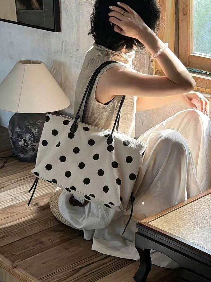 Polkadot Linen Tote Bag